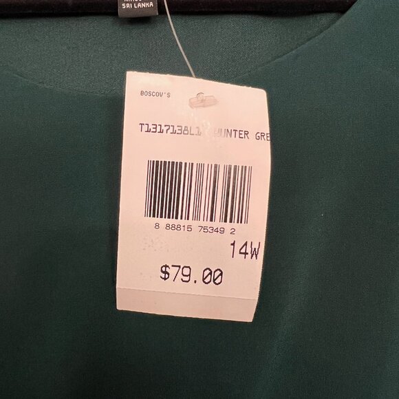 NWT Connected Apparel Fitted Draped Cocktail Dress Hunter Green Ruffle 14W - Picture 3 of 6